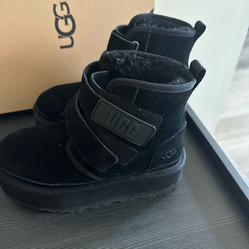 UGG Black Ankle Boots with Velcro Strap